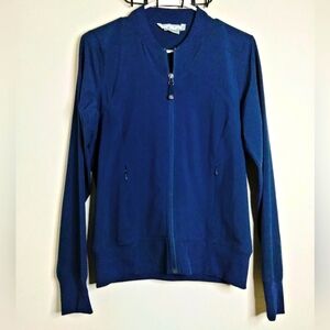 Althleta (Size S) Navy Blue Zip Pockets Front Full Zip Liteweight LS Jacket